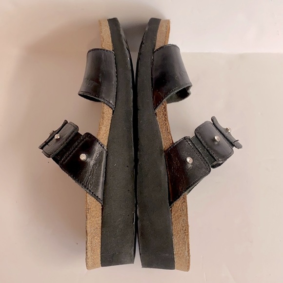 Naot -Ashley Black Madras Black Leather Wedge Sandal with Rhinestones Size 9.5 - Picture 6 of 10